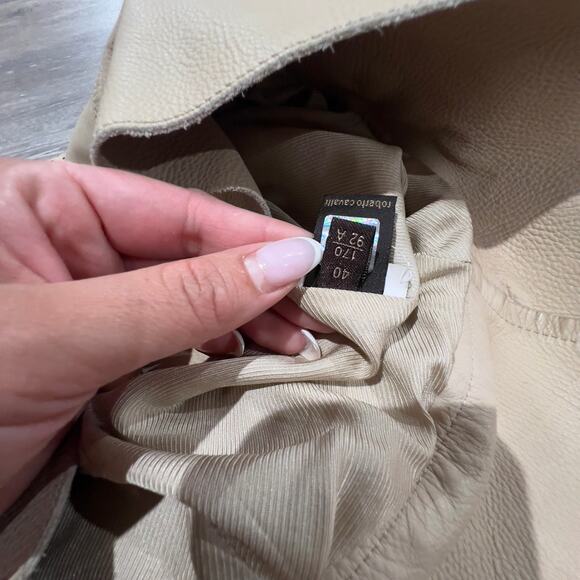 Roberto Cavalli Tan Leather Jacket Size 40 - Picture 4 of 10